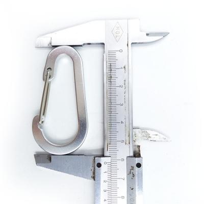 China High Quality Material 30*60mm D Type Flat Aluminum Spring Snap Carabiner Sight Hook Silver Color With Strap for sale