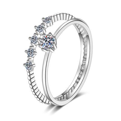 China New Punk Sparkle Double-Layer Ring For Men And Women Plated Platinum With Silver Diamond 925 Ring for sale