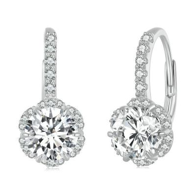 China Stylish Classic One Carat Mossan Earring Certificate Punk Stone Noble Platinum S925 Silver Plated Earrings for sale