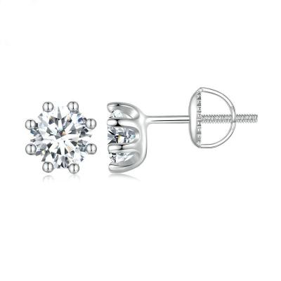 China New 80 Cent 'S Mosan Diamond Stud Women's S925 Silver Punk Simple Luxury Low Profile Stud Earrings for sale