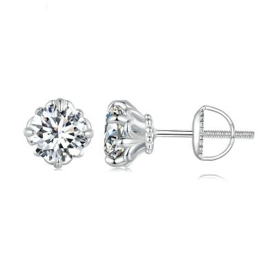 China S925 Luxury Exquisite Silver Mosang Diamond Earrings Wholesale New Carat Punk Mosang Stone Sparkle Earrings for sale