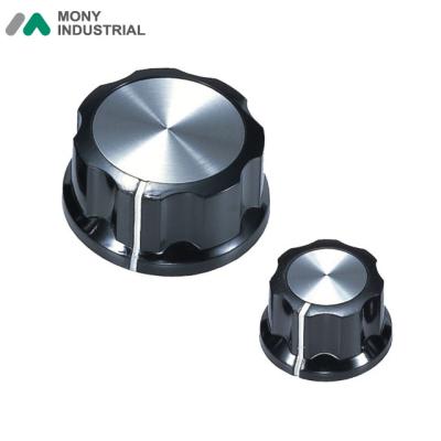 China Audio Equipment Color Black Silver Knob Knobs Boss Style Knob With Indicator Rotation Line for sale