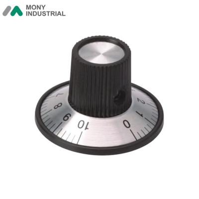 China 6.4mm Shaft Phenolic Hole Black Aluminum Phenolic Witch Hat Witch Hat Button With Silver Numbers for sale