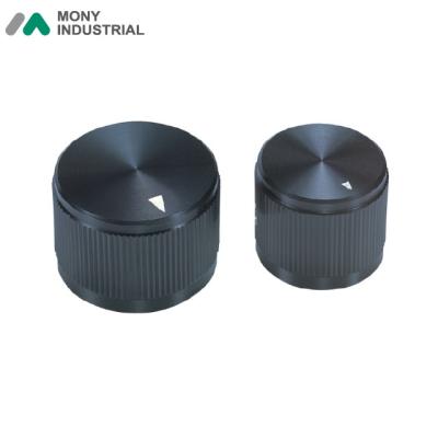 China Straight Knurl 6.35mm 1/4 Inch Shaft Hole Button Knobs Aluminum With Arrow Indicator for sale