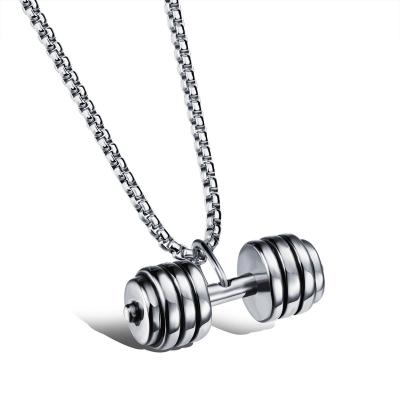 China Europe and America Amazon men's gift stainless steel dumbbell Pendant men's jewelry men's necklace for sale