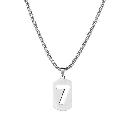 China Europe and America Men's necklace jewelry, stainless steel snake chain lucky number alphabet necklace for sale