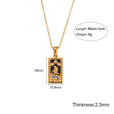 China Europe and America Fashion jewelry Square necklace stainless steel Tarot pendant necklace for ladies for sale