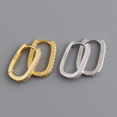 China TRENDY Fashion silver hoop earrings 925 silver Set with diamonds gold hoop earrings for women for sale