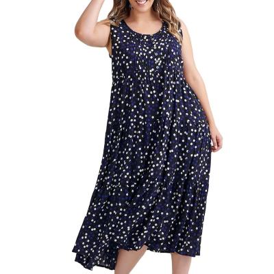 China JBeiL 2020 New Polka Dot Print Plus Size Women Casual Dress Breathable Sleeveless Summer Anti-Static for sale