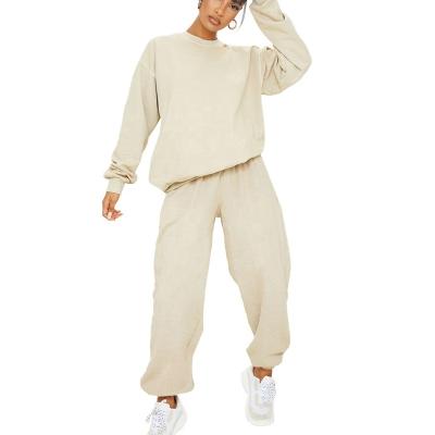 China JBeiL Women's Oversized Cotton Anti-Wrinkle Soft Jogger Set Hoodie Workout Gym Winter Crewneck Sweatshirt Tracksuit for sale