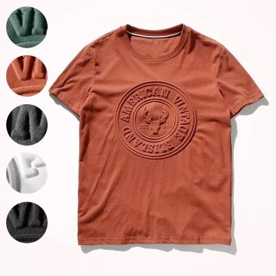 China JBeiL Cotton Men Thick Casual T-shirt Plain Blank Printing Embroidery High Quality Embossed Logo Shirts OEM Services 100% Anti-Wrinkle for sale