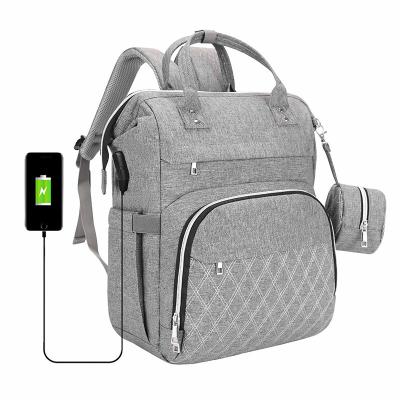 China With USB Large Capacity Unisex Diaper Charging Bags Multifunctional Waterproof Baby Diaper Bag for sale