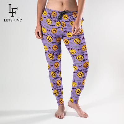 China New Arrival Breathable Halloween Pumpkins Patterned Sweatpants Custom Sublimation Printed Women Joggers for sale