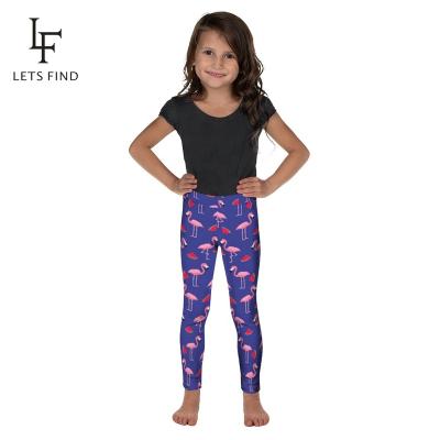 China Wholesale Custom Flamingo Printed Breathable High Waist Kids Leggings Double 230gsm Brushed Milk Silk Yoga Pants Sewn Leggings for sale