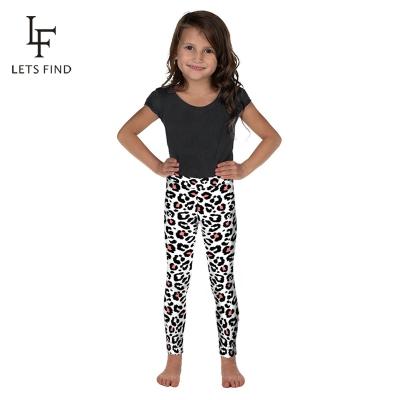 China Breathable Good Quality 92% Polyester 8% Spandex Custom Leopard Skin Printed High Waist Kids Yoga Leggings for sale