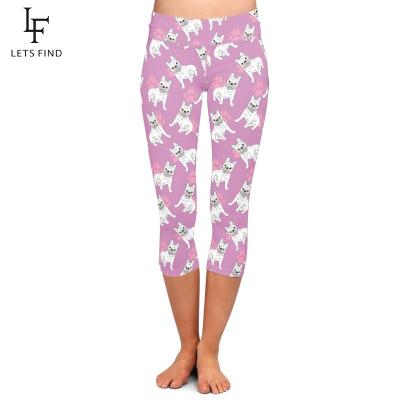 China Breathable Dot Patterned High Waist Sublimation Capri Womens Custom Printed Yoga Leggings for sale