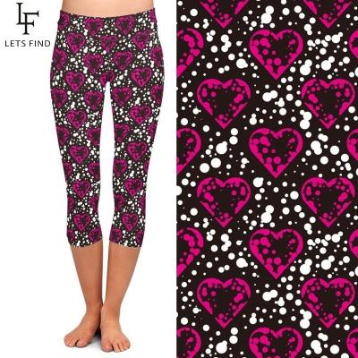 China Wholesale custom size women capri breathable high moq sexy leggings love printed double brushed 230gsm milk silk yoga stretch pants for sale