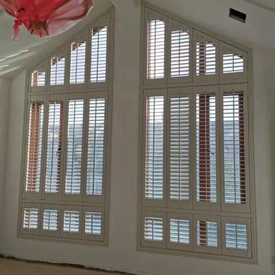 China Anti-bacteria / waterproof triangle interior customized made basswood plantation shutter for window for sale