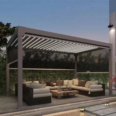 China Metal Outdoor Electric Gazebo Decoration Louvre Roof System Waterproof Garden Pergola for sale