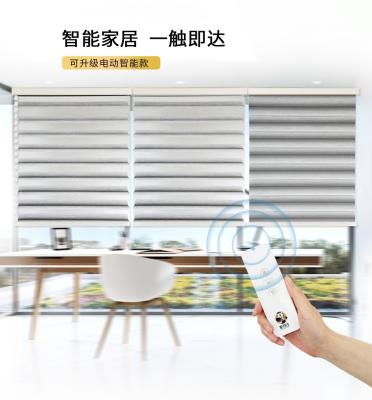 China Blocking Sunlight Blackout Day Night Smart Home Blind Roller Factory Price Motorized Shangri-La Blinds for sale