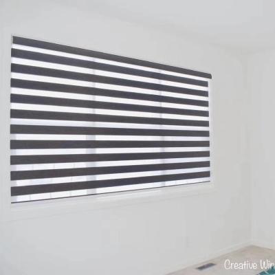 China Blocking Sunlight / New Custom Made Fireproof Day And Night Design Blackout Night Motorized Zebra Blinds for sale