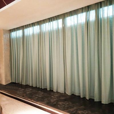 China Blackout Restaurant 100% Fire Retardant Polyester Look Restaurant Transparent Linen Curtain for sale