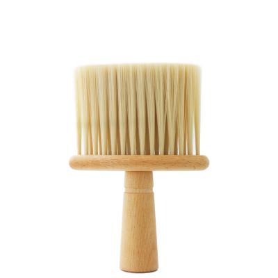 China Barber Shop Tool Soft Nylon Hair Neck Soft Comfortable Cloth Brush Wooden Handle For Haircut Cleaning for sale