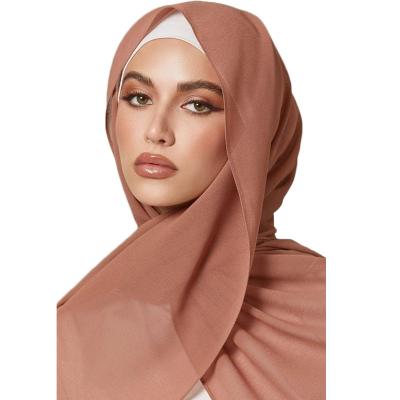 China Hot Selling Muslim Simple Chiffon Women Bubble Chiffon Hijab Scarf Hot Sale Thick Heavy Long Head Wrap Long Shawl Scarves for sale