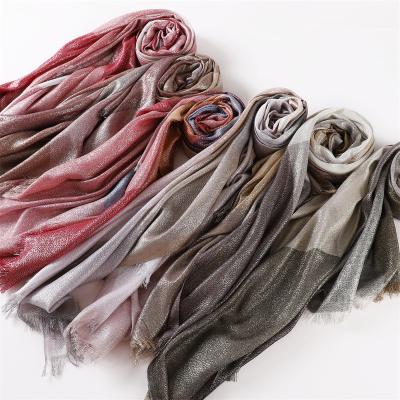 China New Arrival Large Size Long Plaid Colorful Pattern Lurex Shimmer Soft Breathable Muslim Hijab Shawl Scarves for sale