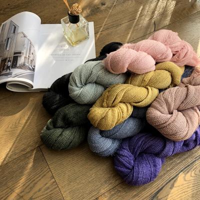 China Large Size Mesh Design Big Size Soft Hijab Solid Color Cotton Long Plain Breathable Elastic Wrap Muslim Hijab Four Seasons Scarf for sale