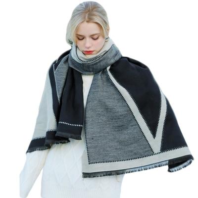 China Cashmere New Arrival Women Fashion Geometric Pattern Soft Warm Winter Cashmere Scarf Shawl for sale