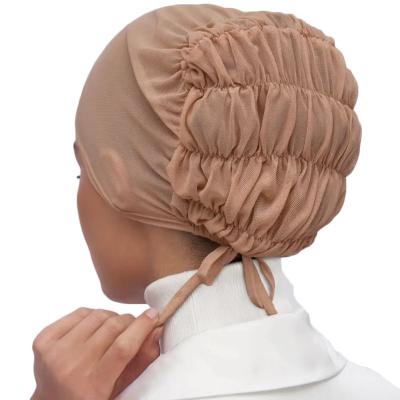 China New Design Short Mesh Fabric Elastic Tie Back High Quality Undercap Muslim Hijab Adjustable Innercap Underscarf for sale