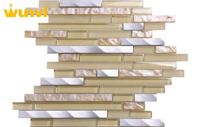 China Glass And Metal Mosaic Tile For Bathroom , Stained Glass Mosaic Tile for sale