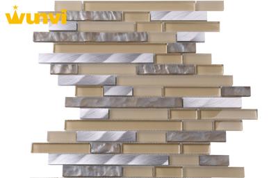 China Antibacterial Strip Glass And Metal Mosaic Tile For Kitchen backsplash for sale