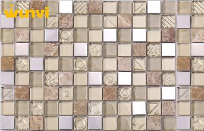 China Proffesional Mesh - Mounted Backsplash Mosaic Glass Wall Tile For Bathroom for sale