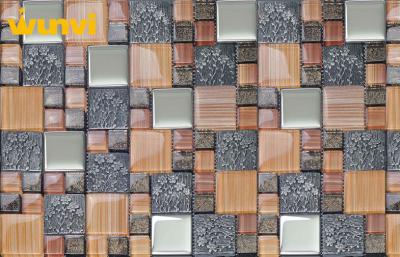 China Glitter Stainless Steel Mix Glass Kitchen Wall Tiles With Mosaic Patterns for sale