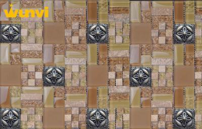 China Washable Metal And Glass Mosaic Border Tiles With Small Crystal Chip for sale