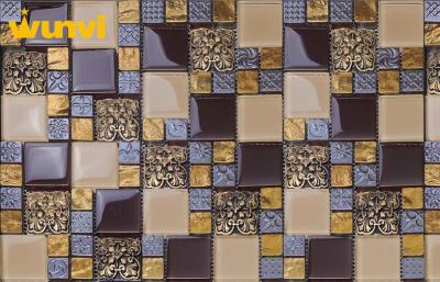 China Stain Resistant Glass And Metal Multi Colored Mosaic Tile For Backsplash for sale