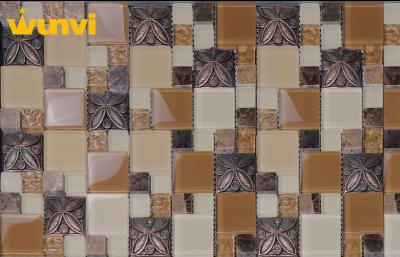 China building exterior Glass And Metal Mosaic Tile , Iridescent Mosaic Tiles for sale