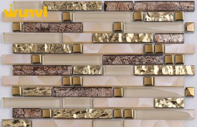 China Anti - Acid 4mm Decorative Glass And Metal Mosaic Tile For Inside Wall for sale