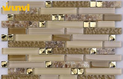 China OEM Glass Mix Crystal Chip Gold Mosaic Tiles For Hotel Wall Decoration for sale