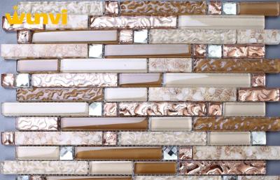 China Decor TV wall Glossy Wavy Glass Mosaic Tile , Mosaic Tile For Living Room for sale