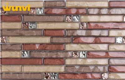 China Rectangle Uneven Classical Glass And Stainless Steel Mosaic Tile For Bars for sale