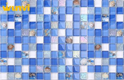 China TV Wall Ocean Bright Color Shell Mosaic Tile With Mix White Mosaic Chips for sale