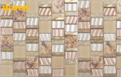 China Non Deformation Iridescent Crackled Glass Mosaic Tile For Interior And Exterior for sale