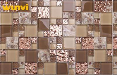 China Low Water Absorption Indoor Decorative Glass Iridescent Mosaic Tiles for sale