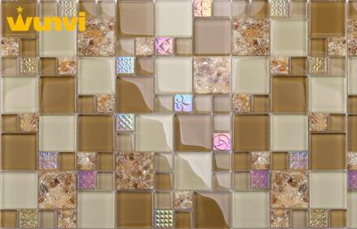 China Classical Brown Iridescent Glass Mosaic Tile , Iridescent Glass Subway Tile for sale