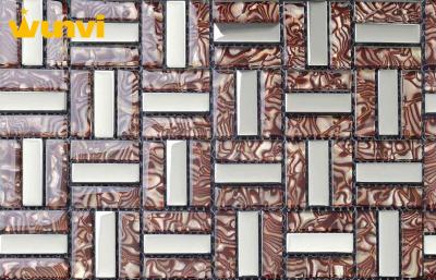 China Washable Bathroom Mosaic Tiles Pattern , Strip Mosaic Art Glass Tile for sale