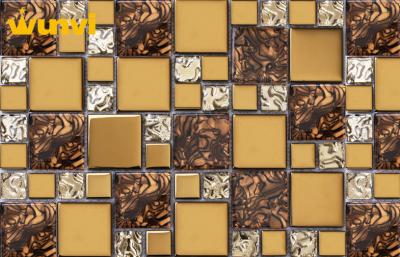 China 23 × 23mm Chip Size Classical Gold Glass Mosaic Wall Tiles With Flower for sale