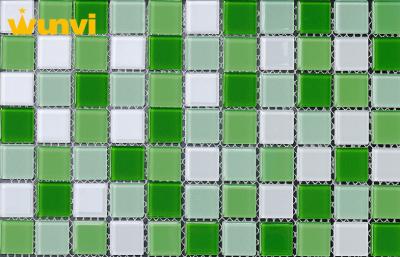 China Wearable Crystal Backsplash Mirror Green And White Mosaic Tiles For Home for sale